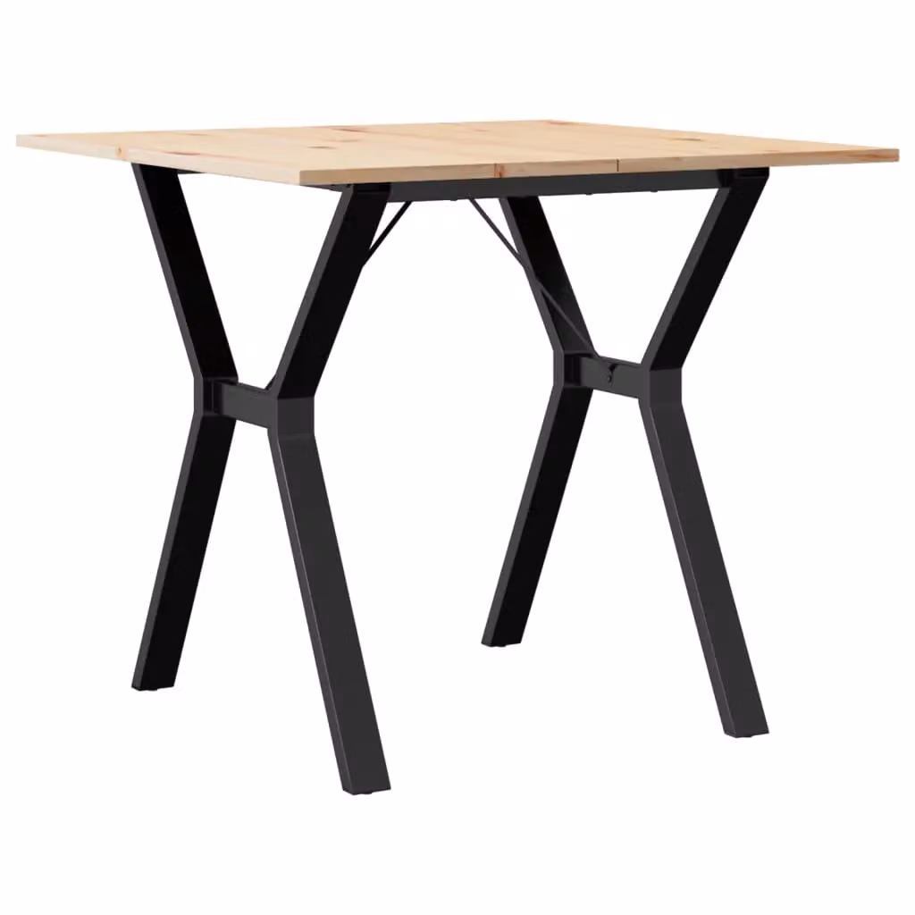 Berkfield Home Y-Frame Square Dining Table in Brown Solid Pine and Metal, W/D/H: 80 x 80 x 75 cm – 2