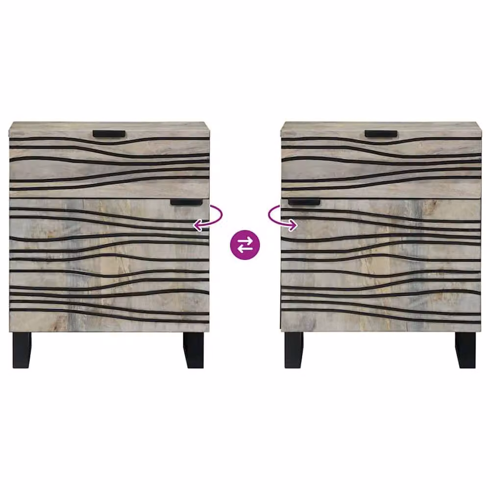 Berkfield Home Modern Bedside Table with Drawer in White and Black, W/D/H: 50 x 33 x 60 cm – 9