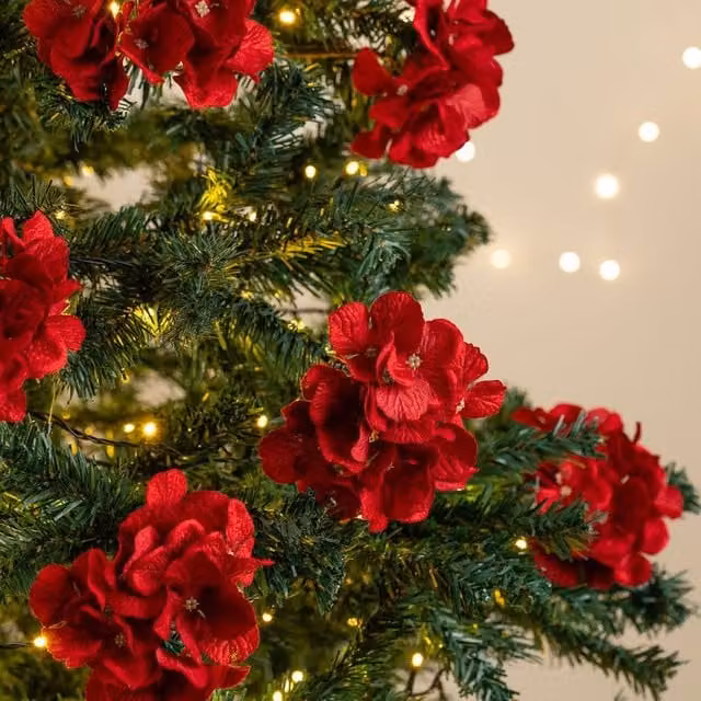 Scottish Everlastings Ltd Set of 6 Red Hydrangea Christmas Tree Clips