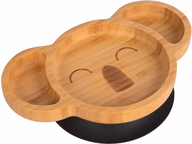 Tiny Dining Childrens Bamboo Divided Suction Plate in Black