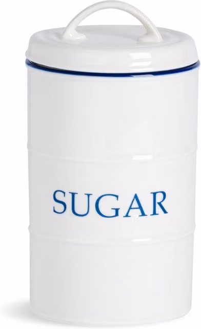 Nicola Spring White Ceramic Airtight Sugar Canister, Height: 11 cm