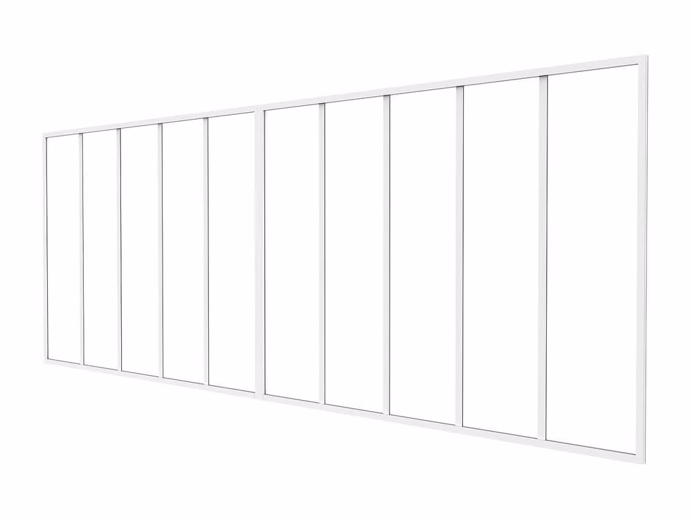 Vente-unique Powder-Coated Aluminium and Glass Workshop Glazing, White, W: 240 cm, H: 105 cm – 2