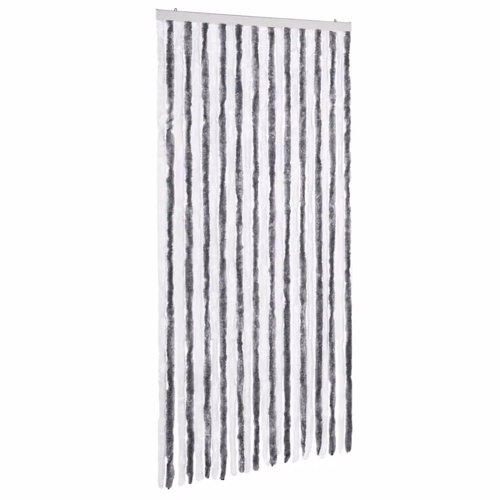 Berkfield Home Grey and White Striped Chenille Insect Curtain, W/H: 100 x 220 cm – 2