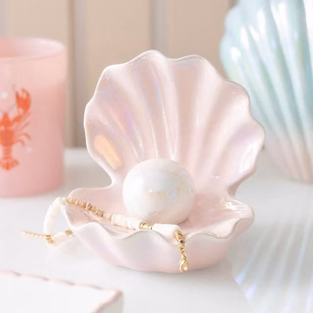 Uniqueful Clam Shell Trinket Dish in Pink