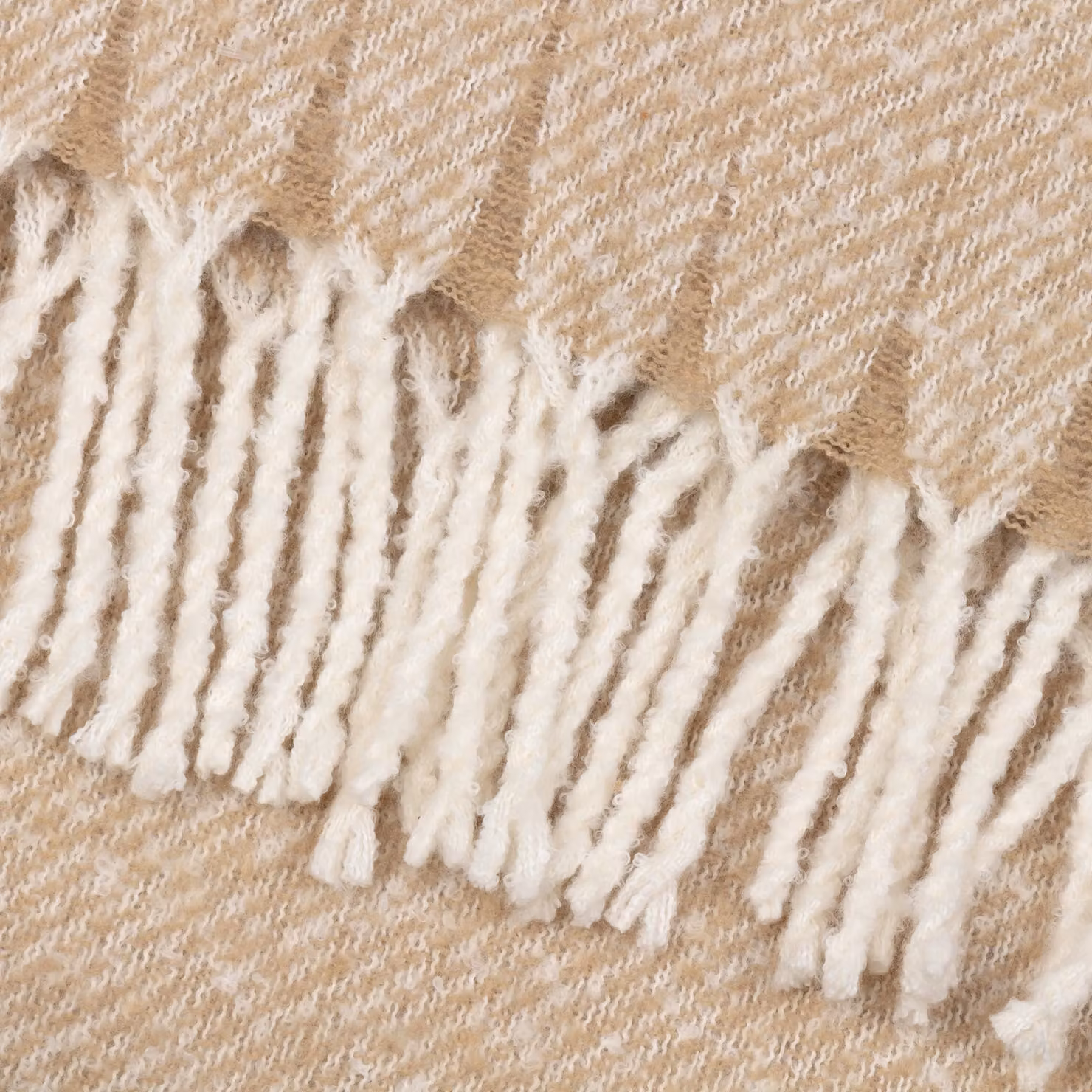 Wylder Nature Isla Woven Throw with Fringes in Beige, W: 130 cm, D: 180 cm – 3