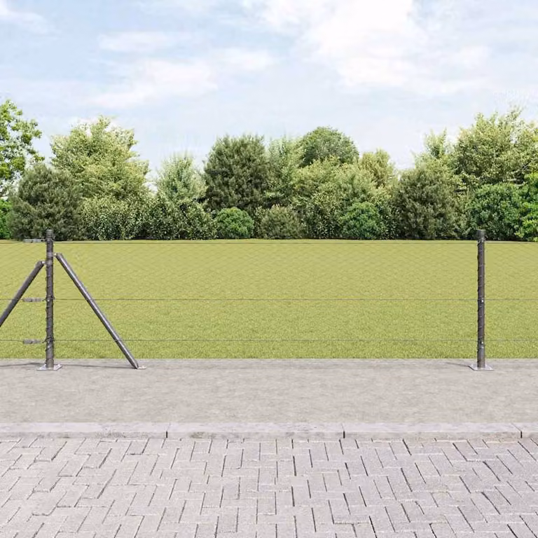 Berkfield Home Hexagon Steel Fence in Dark Grey, H: 0.6 m x W: 10 m