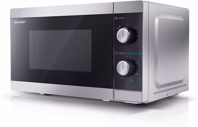 Sharp 20 Litre 800W Mechanical Solo Countertop Microwave Oven - Silver and Black
