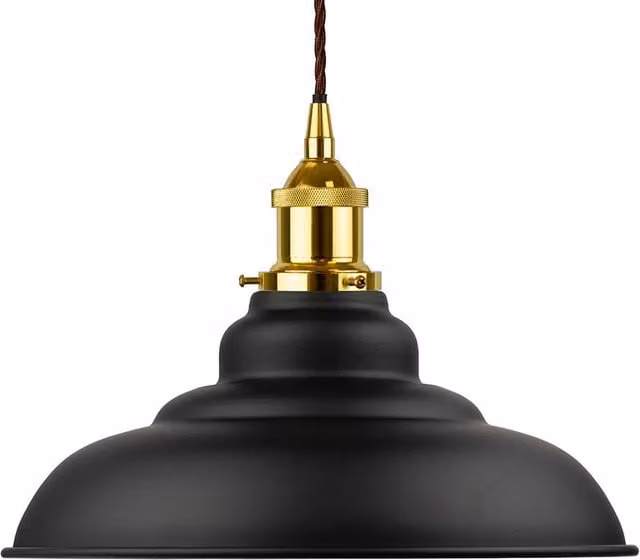 SE Home St Edmund's Matt Black and Gold Suspended Dome Pendant Light