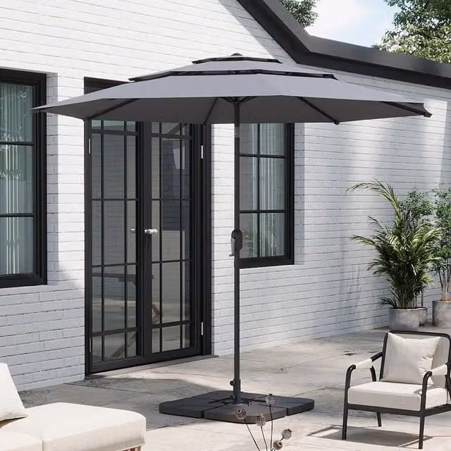Breeins 3 Tier Cantilever Parasol with Fillable Base in Grey