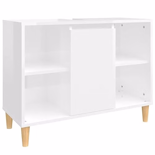 vidaXL Freestanding Glossy White Sink Cabinet with Internal Shelves, W/D/H: 80 x 33 x 60 cm