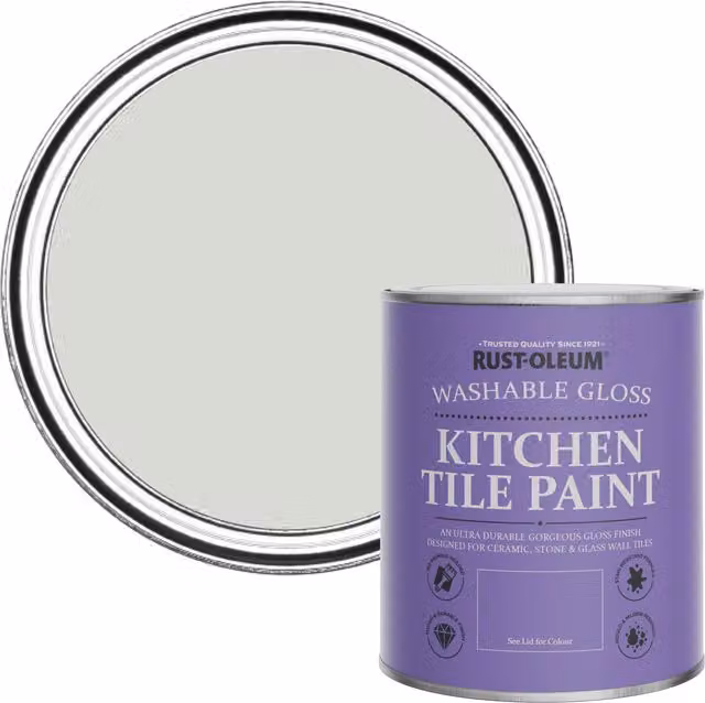 Rust-Oleum Water-Based Kitchen Tile Paint in Gloss Finish, Winter Grey, 0.75 l
