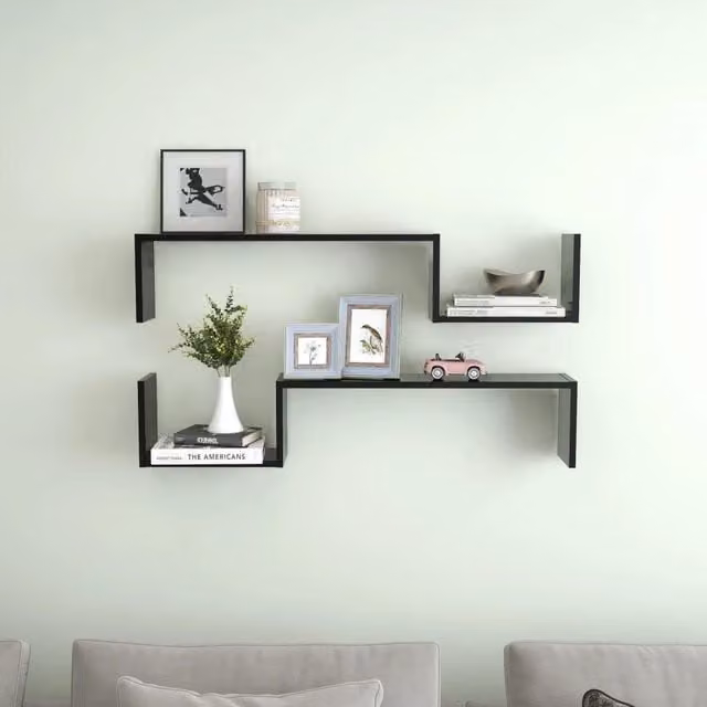 Berkfield Home Wall Mounted Shelf Set of 2, Black, W/D/H: 100 x 20 x 15 cm – 1