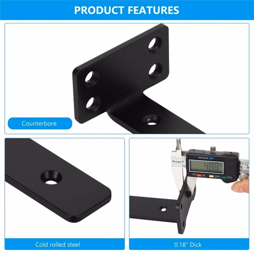 Nordara 6-Piece Heavy Duty Metal Floating Shelf Brackets in Black, 15 cm – 3