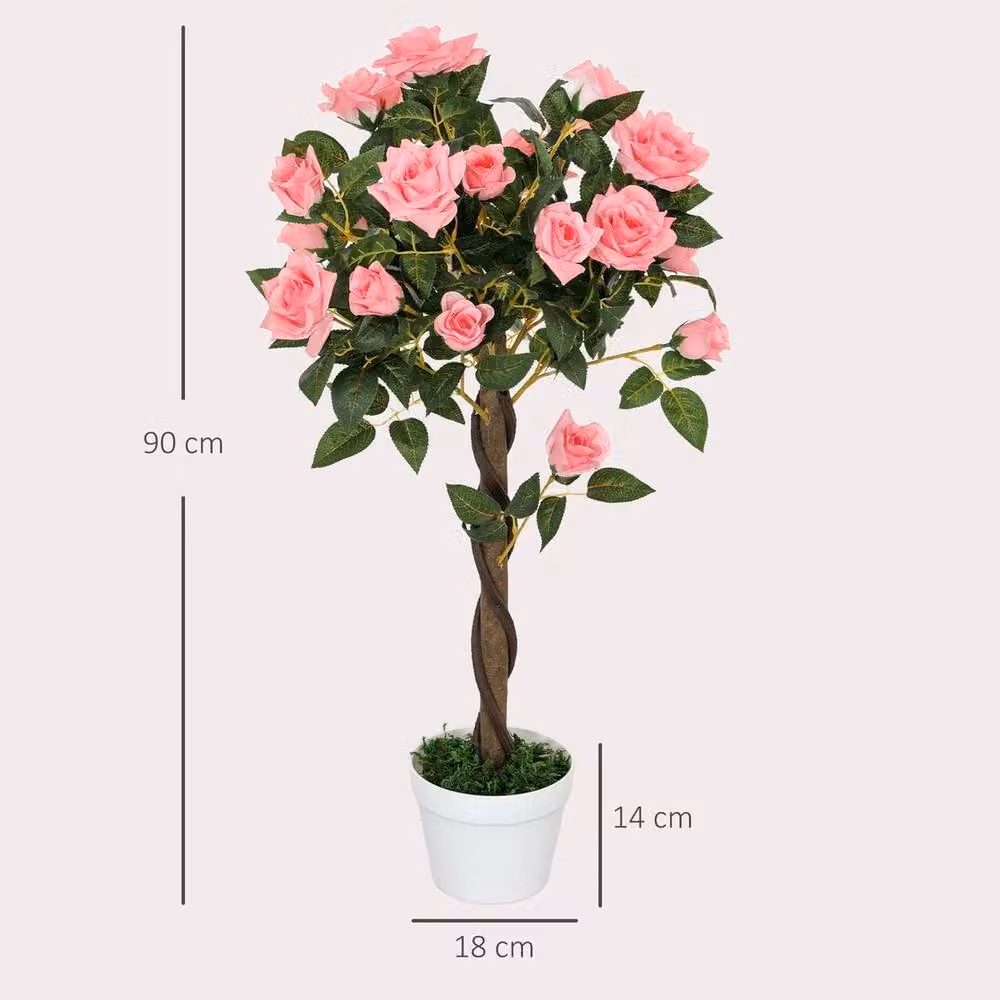 NESTLUNE Set of 2 Pink Artificial Rose Trees, H 100 cm x W 15 cm – 2