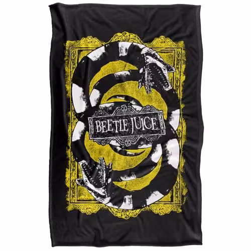 LOGOVISION Beetlejuice We Got Worms Super Soft Silky Touch Fleece Throw Blanket, Multicolour, W: 91.44 cm x D: 91.44 cm – 1
