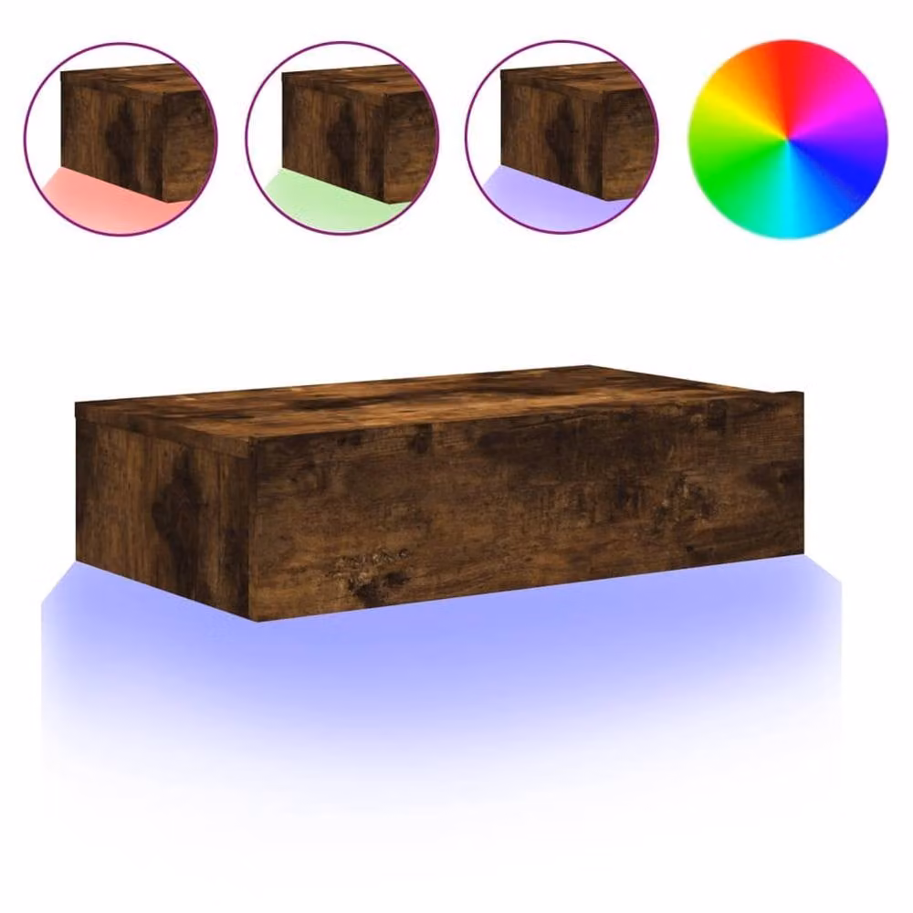 Berkfield Home Modern TV Cabinet with LED Lights in Smoked Oak Brown, W: 60 cm, D: 35 cm, H: 15.5 cm – 3