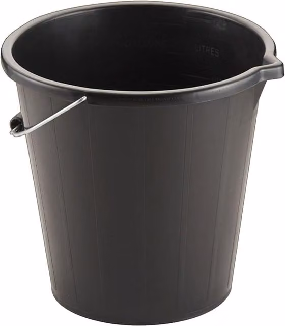 Storm Trading Group 14L Black Plastic Builders Bucket for DIY Cement Mixing