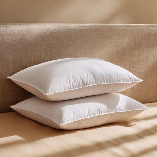 MHG Living Pack of 2 White Duck Feather Pillows with T220 Down Proof Cotton Covers