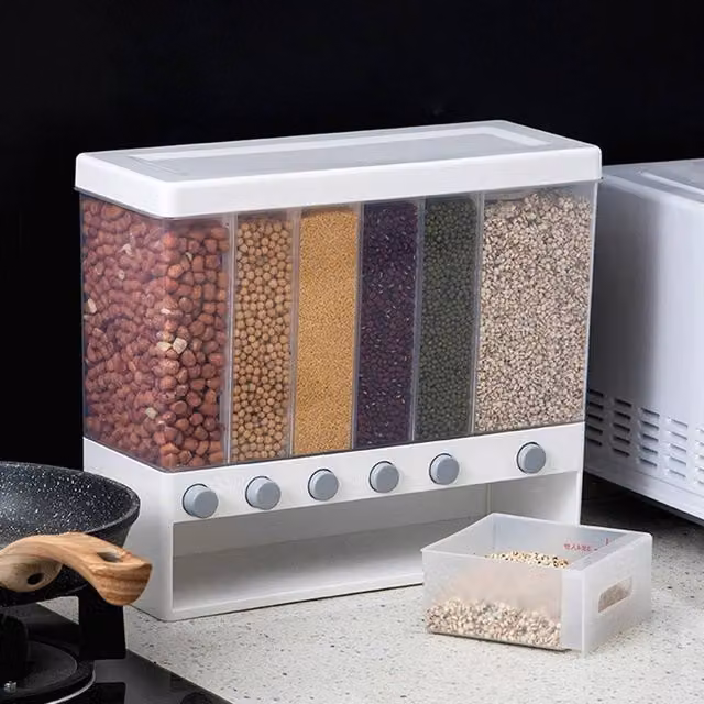 KORVIXA Airtight and Leakproof Wall Mounted Dry Food Storage Container Box in White