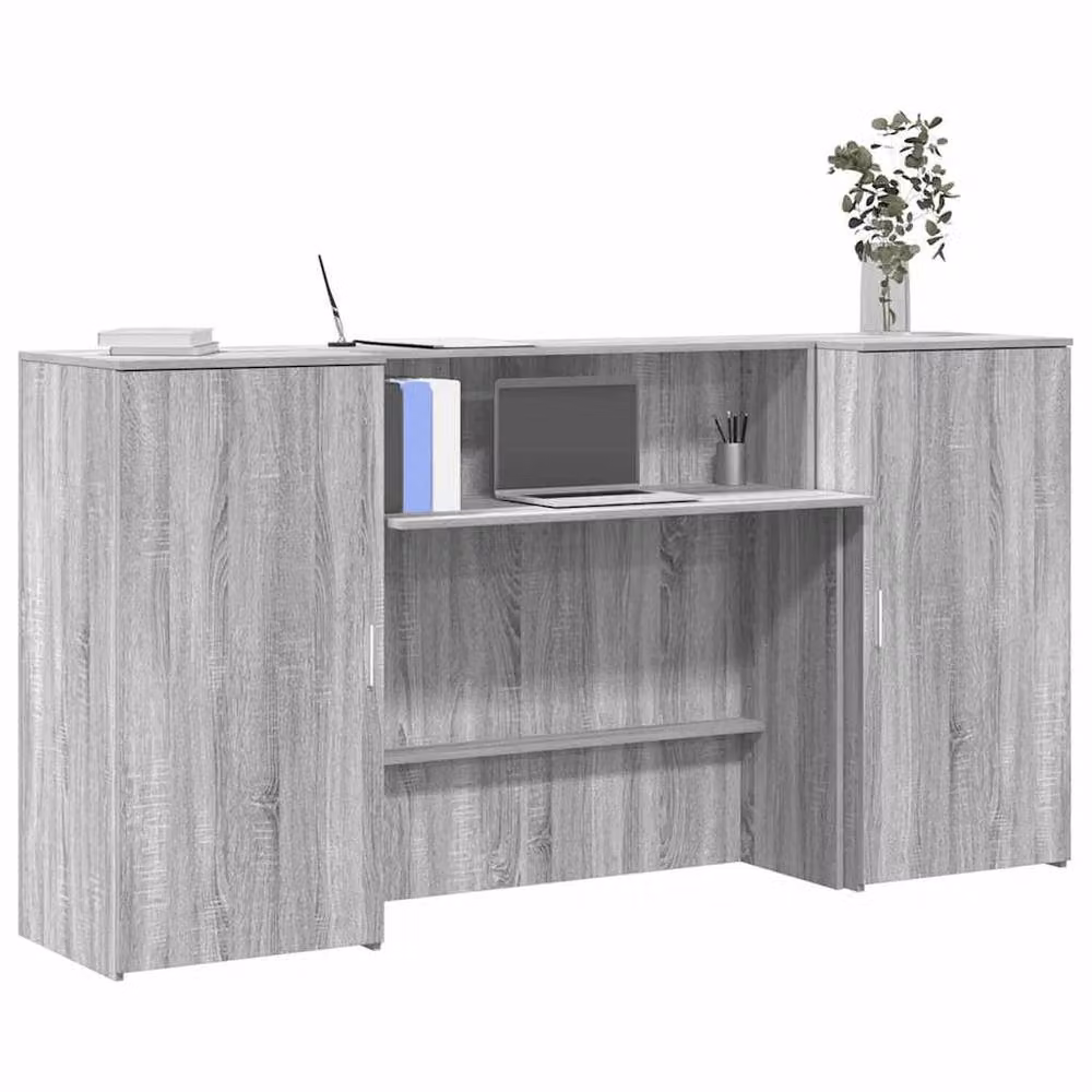 Berkfield Home Grey Sonoma Reception Desk in Engineered Wood, W/D/H: 200 x 50 x 103.5 cm – 2