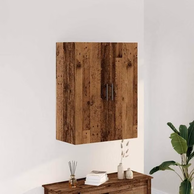 Berkfield Home Wall Mounted Rustic Cabinet in Old Wood Brown, W: 69.5 cm, D: 34 cm, H: 90 cm – 1
