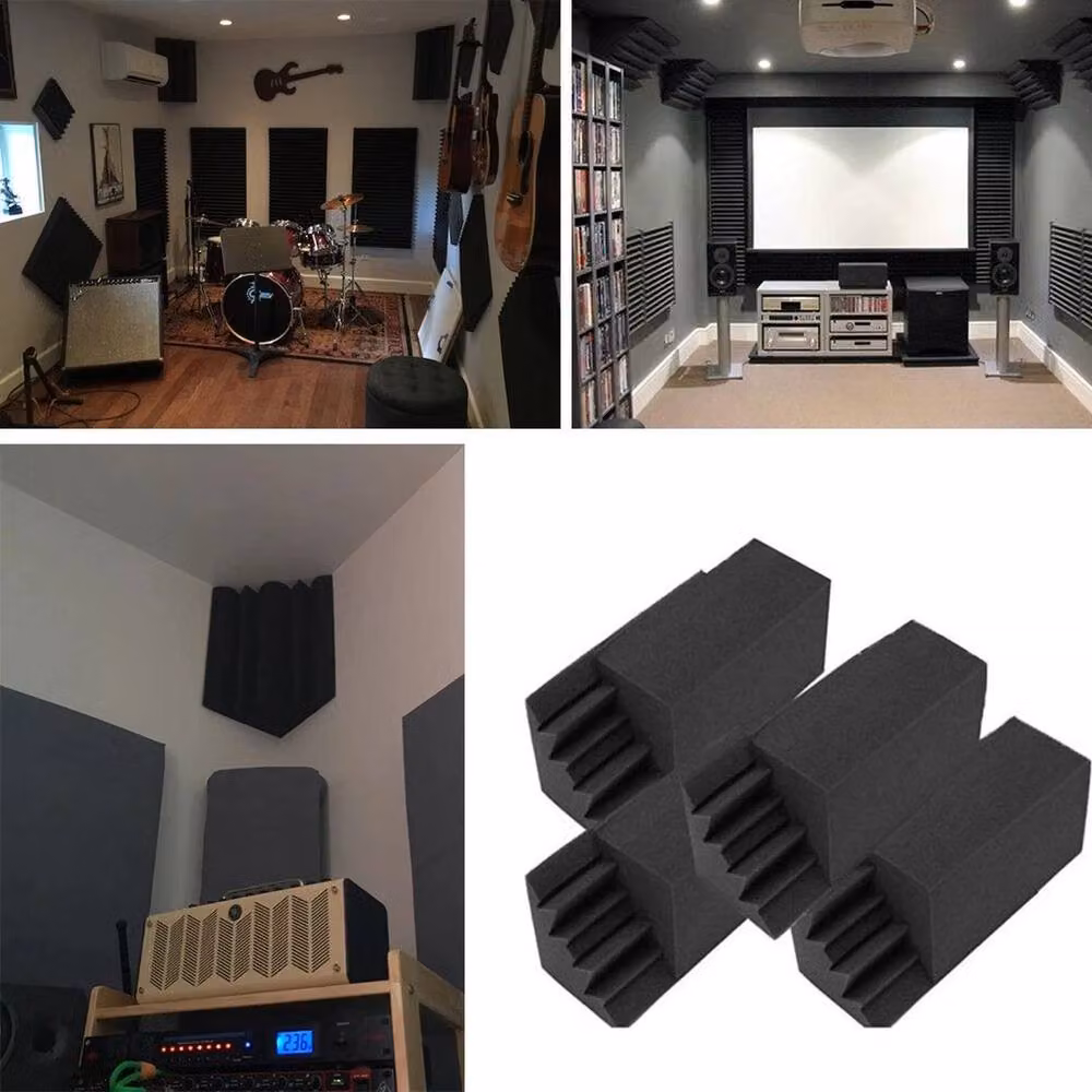 Hinsinc 12-Piece Acoustic Foam Corner Bass Trap, Black – 6