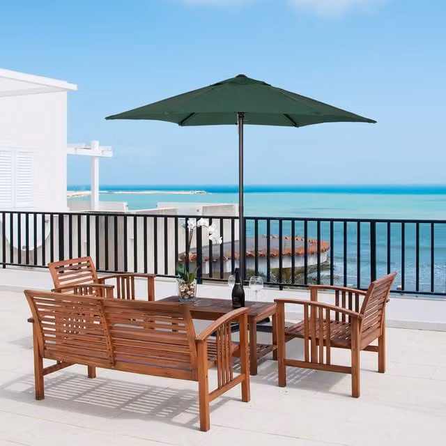 Outsunny Cream White Aluminium Patio Umbrella with Central Pole, Diameter: 200 cm
