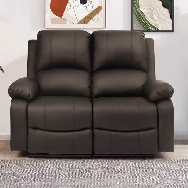 Comfy Living Brown Electric Recliner PU Leather Sofa Set with 3-Seater, 2-Seater and Armchair