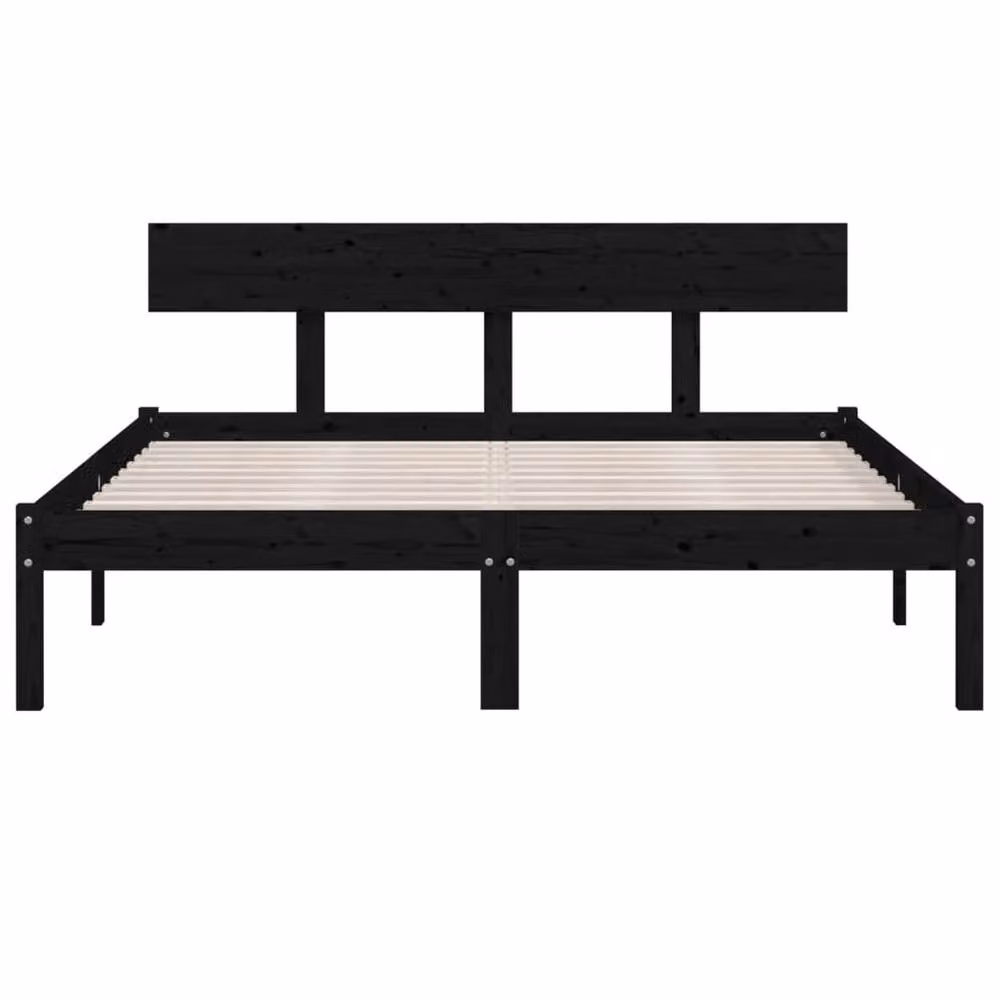 Berkfield Home Modern Black Solid Wood Pine Bed Frame W/D/H: 140 x 200 x 145.5 x 206.5 cm – 4