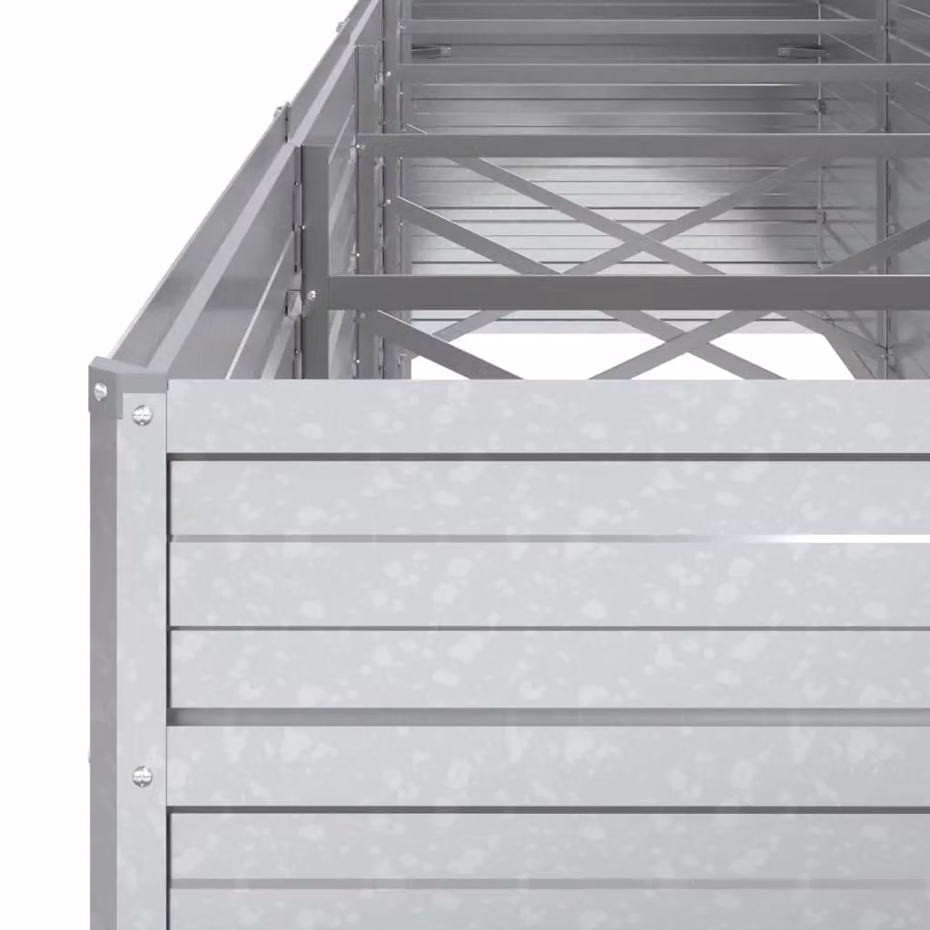 Berkfield Home Garden Galvanised Steel Raised Bed in Silver, W: 400 cm, D: 80 cm, H: 77 cm – 3