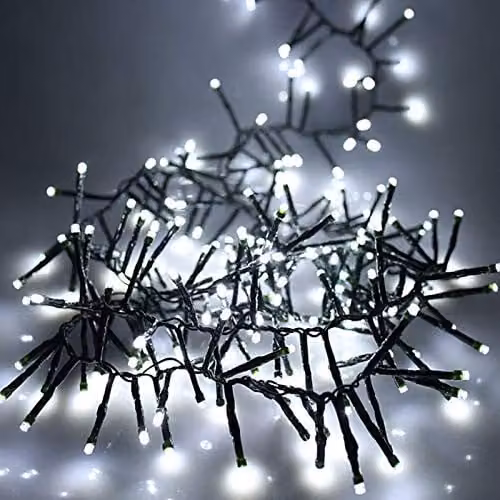 Shatchi 1920 LED Christmas Tree Cluster Lights with Timer and 8 Light Modes, Cool White on Green Cable – 1
