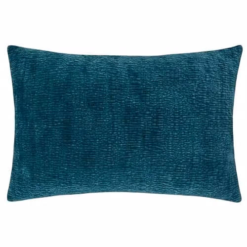 Yard Osaka Textured Chenille Polyester Filled Rectangular Cushion in Petrol Blue W/D/H: 40 x 60 x 40 cm