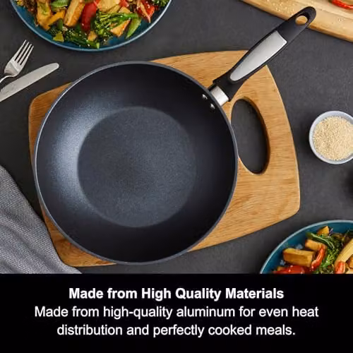 Morphy Richards Black Ceramic Non-Stick Aluminium Wok, Diameter: 28 cm – 3