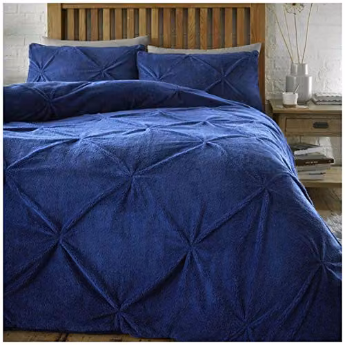 Gaveno Cavailia Navy Blue Teddy Bear Pintuck Duvet Set with Matching Pillowcase, 100% Polyester Fleece, Single Size – 2