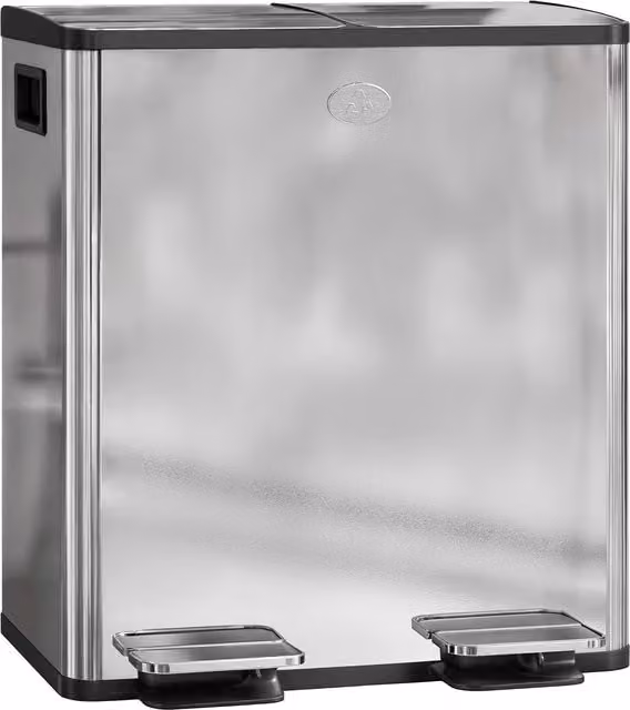HOMCOM 40L Dual Compartment Stainless Steel Pedal Bin with Odour Filter and Removable Inner Bucket, Silver Tone
