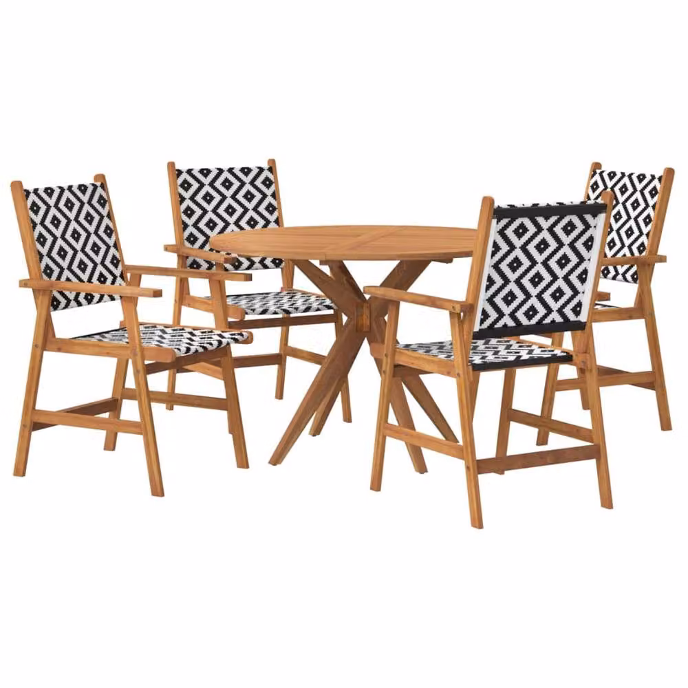 Berkfield Home 5 Piece Rustic Acacia Wood Garden Dining Set in Brown – 2