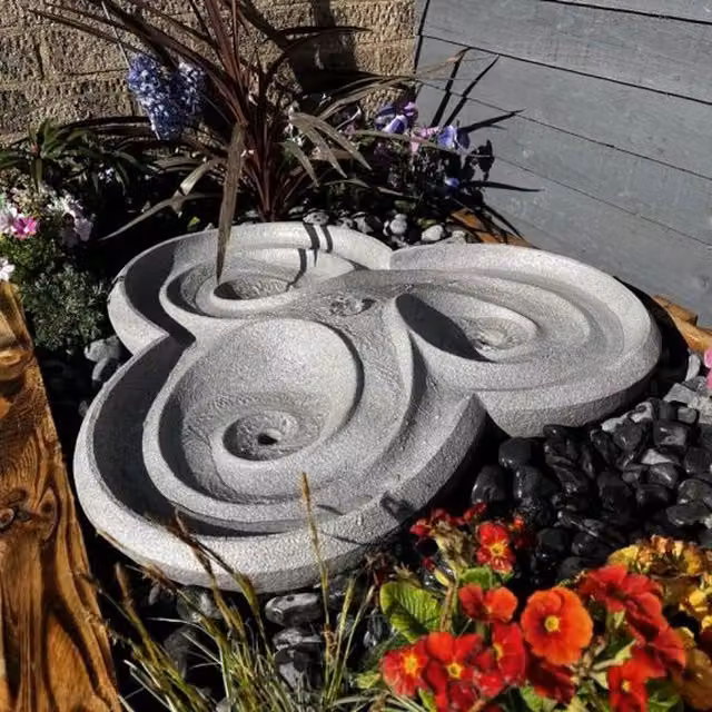 Tranquility Water Features Dropa Stone Contemporary Solar Kidney Shaped Water Fountain in Grey