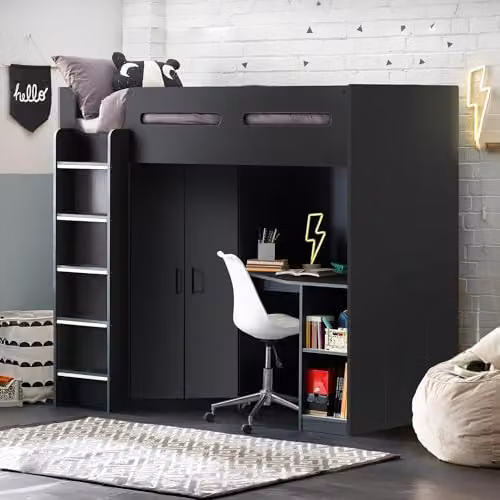 Julian Bowen Hercules Single High Sleeper Bed Frame in Anthracite, W/D/H: 90 x 190 x 180 cm – 1