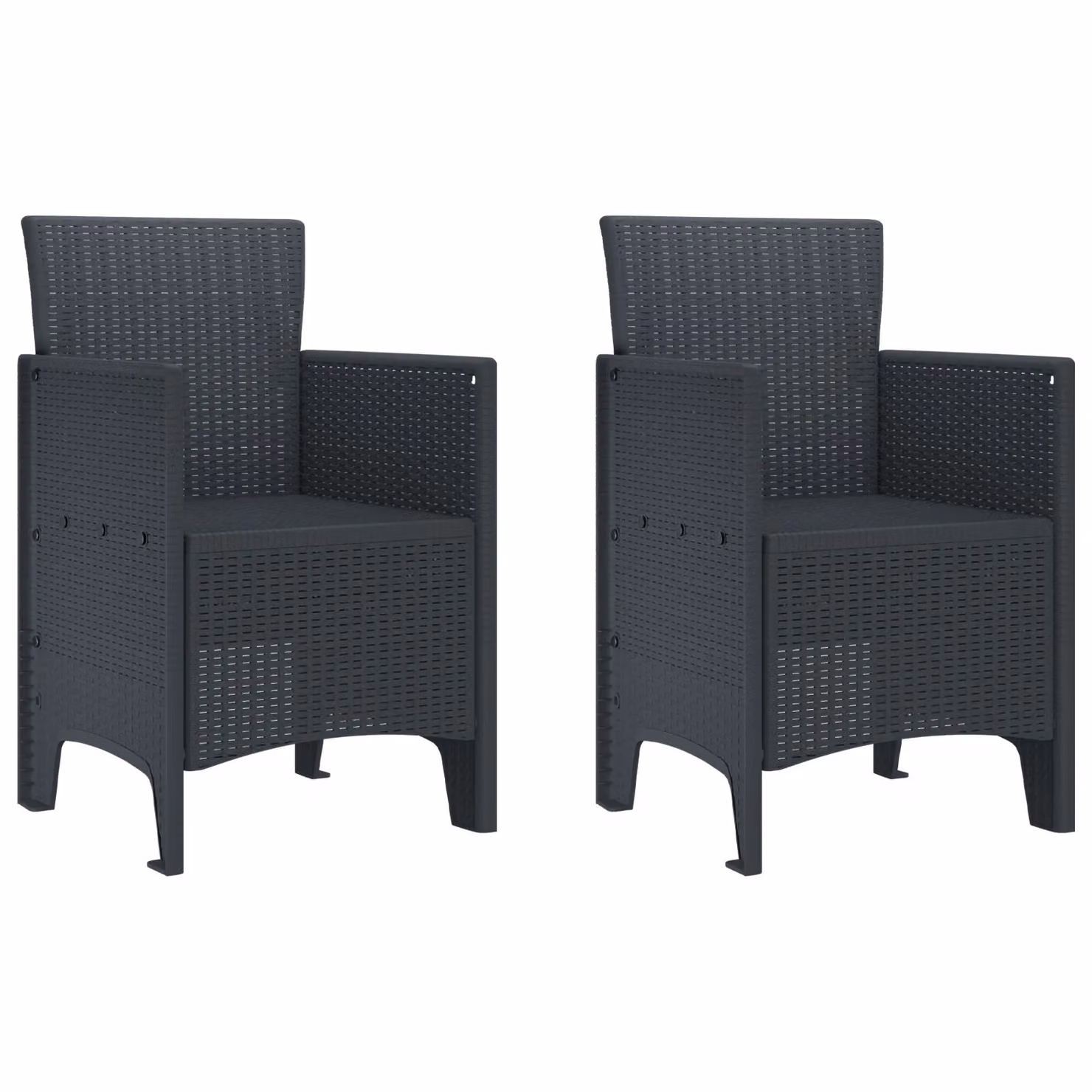 Berkfield Home Set of 2 Modern Anthracite Plastic Garden Chairs – 2