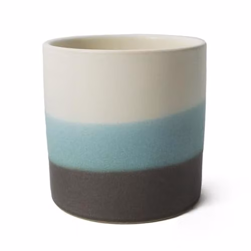 Botanik Luxury Striped Ceramic Tabletop Planter, Blue and Multicolour, W/D/H: 12 x 12 x 12 cm