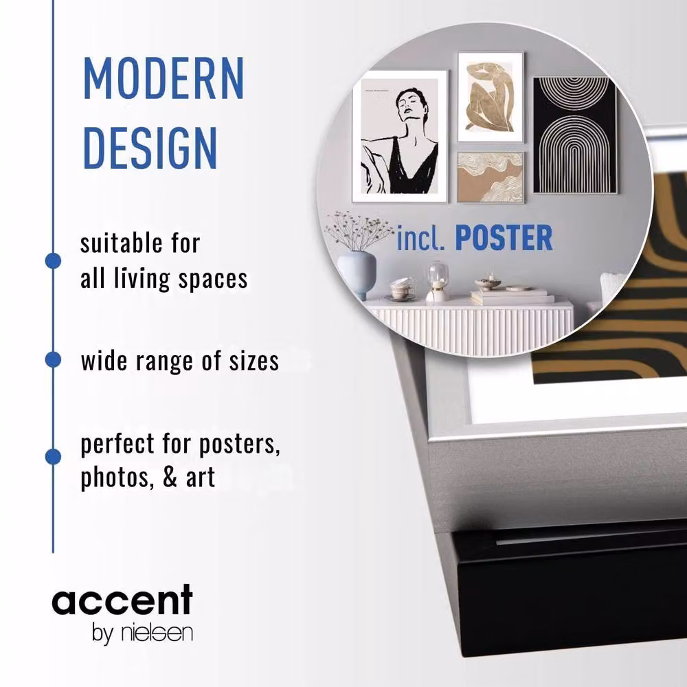 Nielsen Design Super 8 Aluminium Single Picture Frame with Modern Geometric Art Print, Black, W: 13 cm, H: 18 cm – 2
