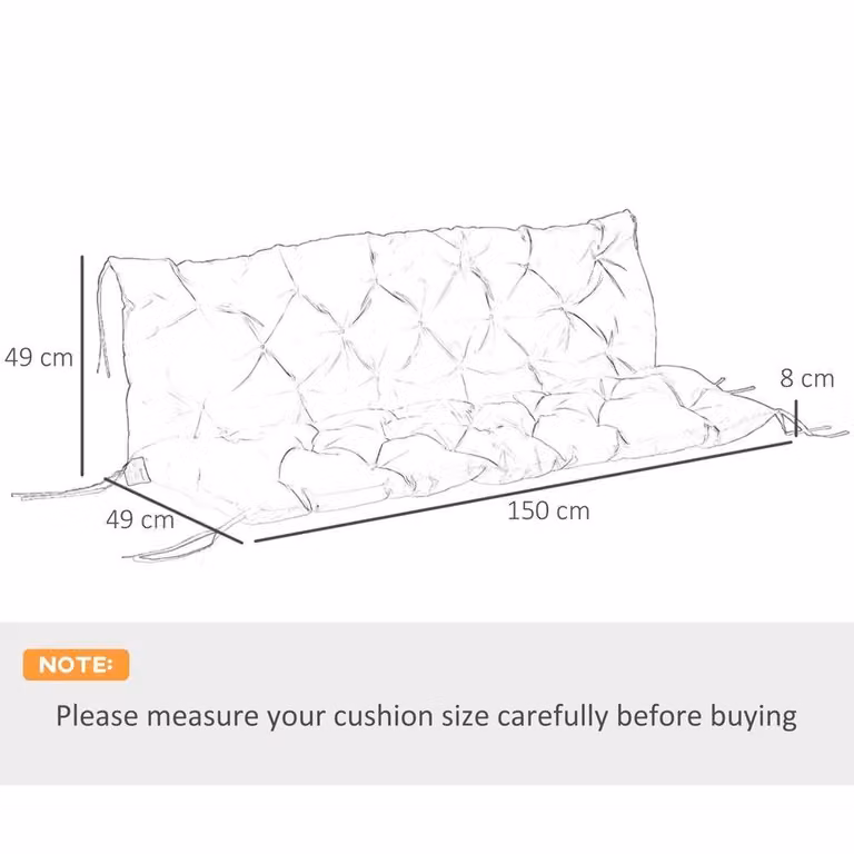 Kelvenix 3 Seater Garden Bench Cushion in Beige Polyester