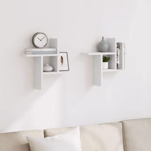 Berkfield Home Durable Wall Mounted Shelves, 2 Pack, White, W/D/H: 38 x 12 x 38 cm