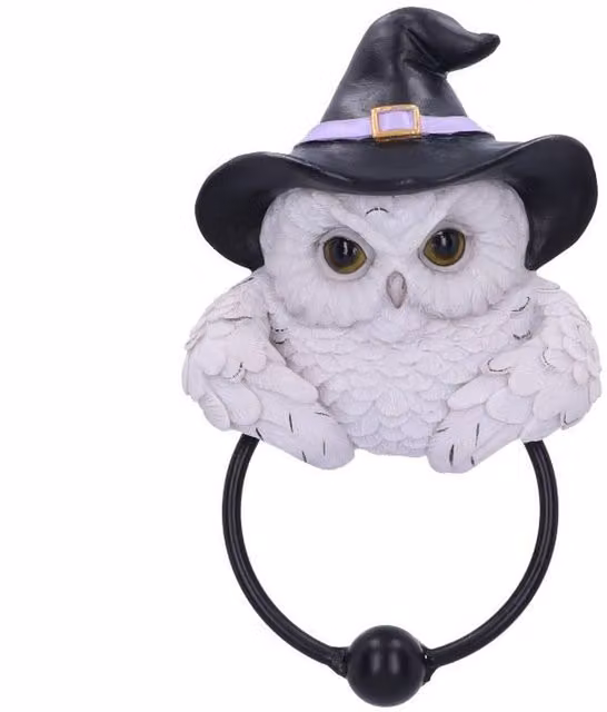 Nemesis Now Snowy Owl Magic Door Knocker in Black and White, Height: 21 cm