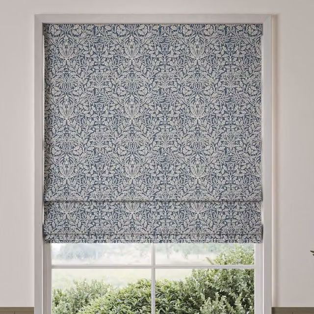 William Morris Acorn Blue Floral Blackout Made To Measure Roman Blind