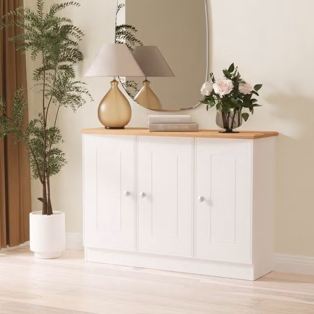 Victoria 3 Door Freestanding Unit in White Ash and Riviera Oak