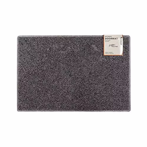 Oseasons Plain Medium Grey Spaghetti Coil Vinyl Doormat with Non-Slip PVC Backing, W: 44.0 cm, D: 75.0 cm