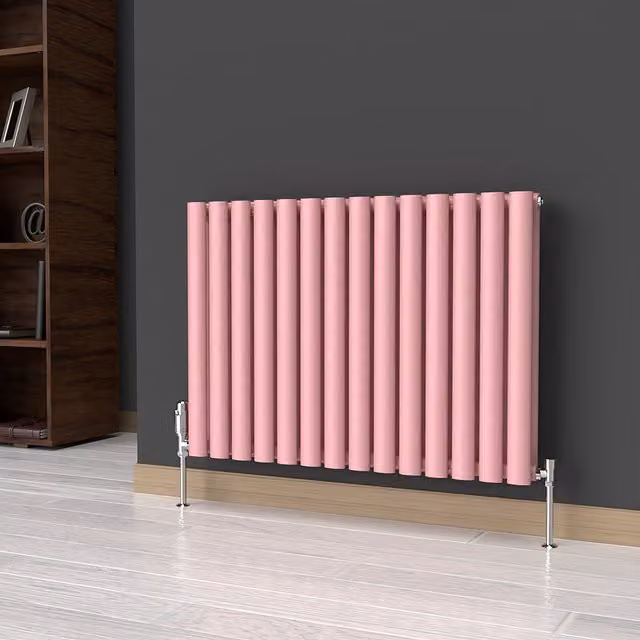 Lux Heat Oval Horizontal Coloured Steel Radiator in Pink, W: 60.0 cm, H: 78.0 cm