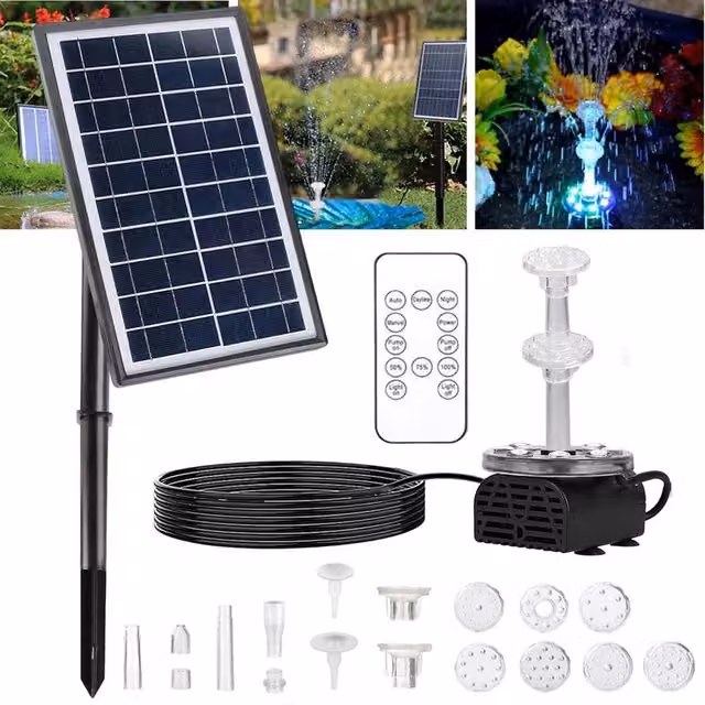 NESTLUNE Solar Panel Powered Water Pump for Garden Pools, Ponds and Fish Aquariums, Black, W/D/H: 100 x 15 x 15 cm