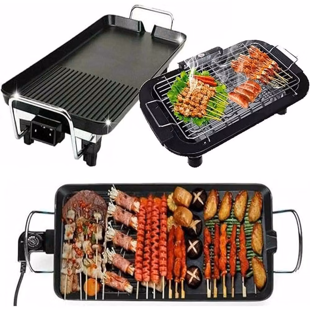 NESTLUNE Black Electric Teppanyaki Grill Tabletop BBQ Hot Plate, W/D/H: 67 x 29.5 x 8 cm – 3